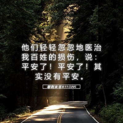 Picture 05 - 耶 利 米 书 8:11 CUVS - 他 们 轻 轻 忽 忽 地 医 治 我 百 姓 - Bible Verse Picture