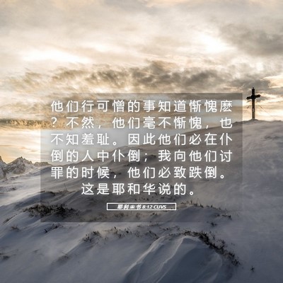 Picture 05 - 耶 利 米 书 8:12 CUVS - 他 们 行 可 憎 的 事 知 道 惭 愧 麽 - Bible Verse Picture