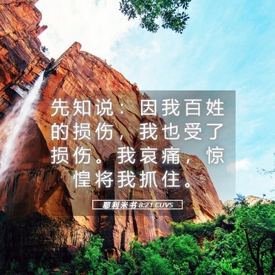 Picture 05 - 耶 利 米 书 8:21 CUVS - 先 知 说 ： 因 我 百 姓 的 损 伤 ， - Bible Verse Picture