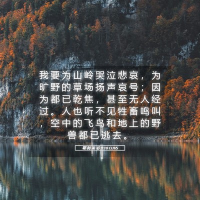 Picture 05 - 耶 利 米 书 9:10 CUVS - 我 要 为 山 岭 哭 泣 悲 哀 ， 为 旷 - Bible Verse Picture