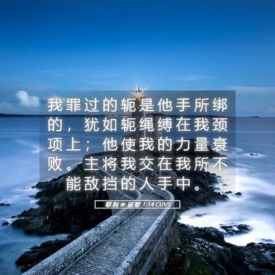 Picture 05 - 耶 利 米 哀 歌 1:14 CUVS - 我 罪 过 的 轭 是 他 手 所 绑 的 ， - Bible Verse Picture