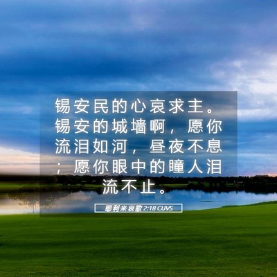 Picture 05 - 耶 利 米 哀 歌 2:18 CUVS - 锡 安 民 的 心 哀 求 主 。 锡 安 的 - Bible Verse Picture