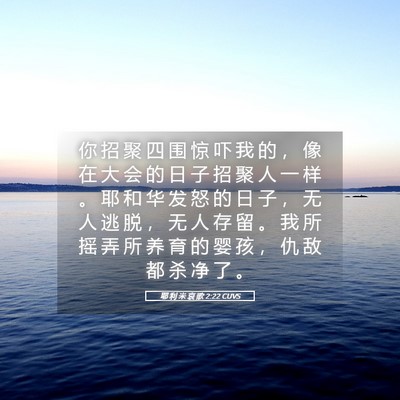 Picture 05 - 耶 利 米 哀 歌 2:22 CUVS - 你 招 聚 四 围 惊 吓 我 的 ， 像 在 - Bible Verse Picture