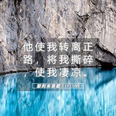 Picture 05 - 耶 利 米 哀 歌 3:11 CUVS - 他 使 我 转 离 正 路 ， 将 我 撕 碎 - Bible Verse Picture