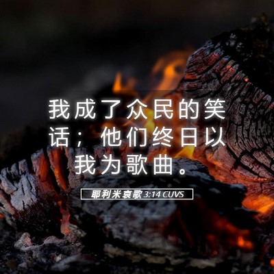 Picture 05 - 耶 利 米 哀 歌 3:14 CUVS - 我 成 了 众 民 的 笑 话 ； 他 们 终 - Bible Verse Picture