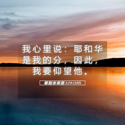 Picture 05 - 耶 利 米 哀 歌 3:24 CUVS - 我 心 里 说 ： 耶 和 华 是 我 的 分 - Bible Verse Picture