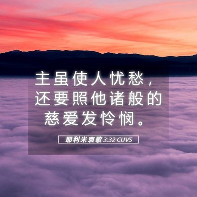 Picture 05 - 耶 利 米 哀 歌 3:32 CUVS - 主 虽 使 人 忧 愁 ， 还 要 照 他 诸 - Bible Verse Picture
