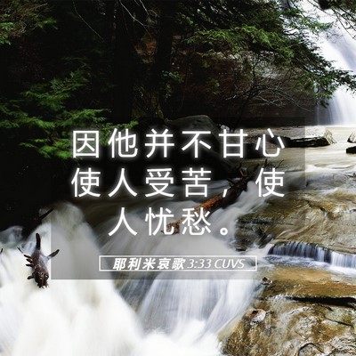 Picture 05 - 耶 利 米 哀 歌 3:33 CUVS - 因 他 并 不 甘 心 使 人 受 苦 ， 使 - Bible Verse Picture