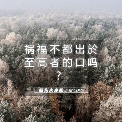 Picture 05 - 耶 利 米 哀 歌 3:38 CUVS - 祸 福 不 都 出 於 至 高 者 的 口 吗 - Bible Verse Picture