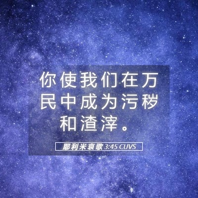 Picture 05 - 耶 利 米 哀 歌 3:45 CUVS - 你 使 我 们 在 万 民 中 成 为 污 秽 - Bible Verse Picture