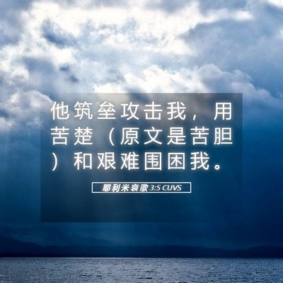 Picture 05 - 耶 利 米 哀 歌 3:5 CUVS - 他 筑 垒 攻 击 我 ， 用 苦 楚 （ 原 - Bible Verse Picture