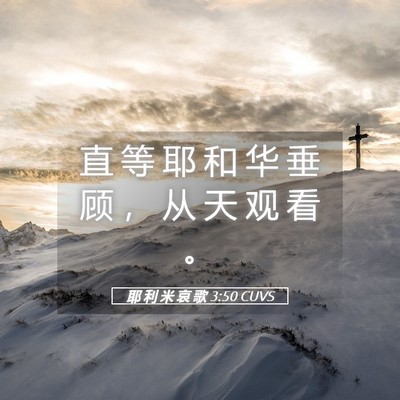 Picture 05 - 耶 利 米 哀 歌 3:50 CUVS - 直 等 耶 和 华 垂 顾 ， 从 天 观 看 - Bible Verse Picture