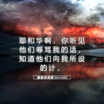 Picture 05 - 耶 利 米 哀 歌 3:61 CUVS - 耶 和 华 啊 ， 你 听 见 他 们 辱 骂 - Bible Verse Picture
