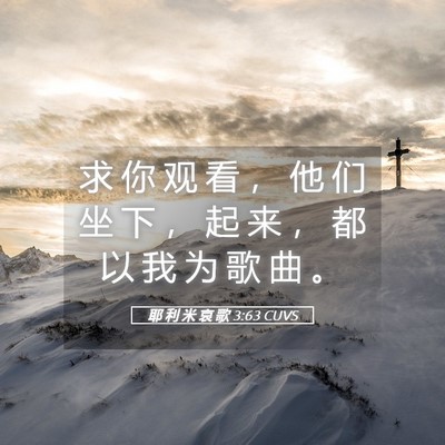 Picture 05 - 耶 利 米 哀 歌 3:63 CUVS - 求 你 观 看 ， 他 们 坐 下 ， 起 来 - Bible Verse Picture