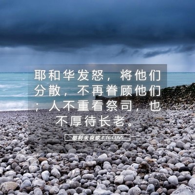 Picture 05 - 耶 利 米 哀 歌 4:16 CUVS - 耶 和 华 发 怒 ， 将 他 们 分 散 ， - Bible Verse Picture