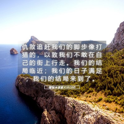 Picture 05 - 耶 利 米 哀 歌 4:18 CUVS - 仇 敌 追 赶 我 们 的 脚 步 像 打 猎 - Bible Verse Picture