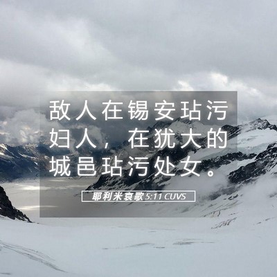 Picture 05 - 耶 利 米 哀 歌 5:11 CUVS - 敌 人 在 锡 安 玷 污 妇 人 ， 在 犹 - Bible Verse Picture