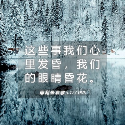 Picture 05 - 耶 利 米 哀 歌 5:17 CUVS - 这 些 事 我 们 心 里 发 昏 ， 我 们 - Bible Verse Picture