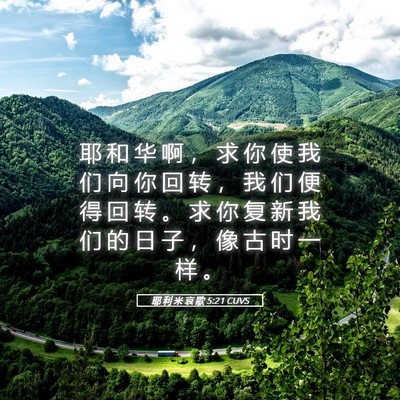 Picture 05 - 耶 利 米 哀 歌 5:21 CUVS - 耶 和 华 啊 ， 求 你 使 我 们 向 你 - Bible Verse Picture