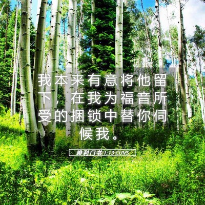 Picture 05 - 腓 利 门 书 1:13 CUVS - 我 本 来 有 意 将 他 留 下 ， 在 我 - Bible Verse Picture