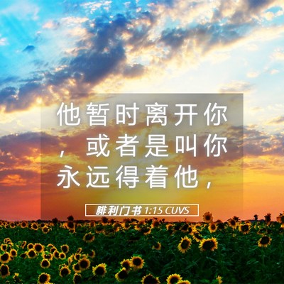 Picture 05 - 腓 利 门 书 1:15 CUVS - 他 暂 时 离 开 你 ， 或 者 是 叫 你 - Bible Verse Picture