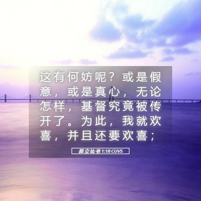 Picture 05 - 腓 立 比 书 1:18 CUVS - 这 有 何 妨 呢 ？ 或 是 假 意 ， 或 - Bible Verse Picture