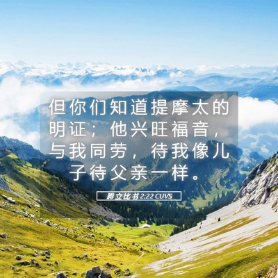 Picture 05 - 腓 立 比 书 2:22 CUVS - 但 你 们 知 道 提 摩 太 的 明 证 ； - Bible Verse Picture