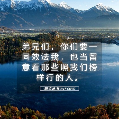 Picture 05 - 腓 立 比 书 3:17 CUVS - 弟 兄 们 ， 你 们 要 一 同 效 法 我 - Bible Verse Picture