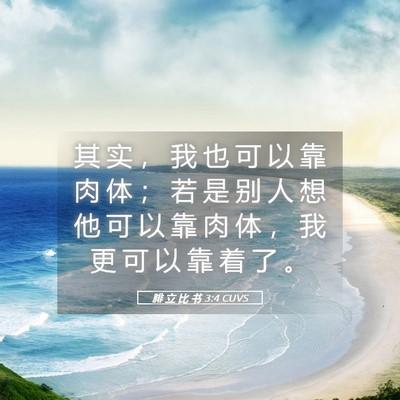 Picture 05 - 腓 立 比 书 3:4 CUVS - 其 实 ， 我 也 可 以 靠 肉 体 ； 若 - Bible Verse Picture