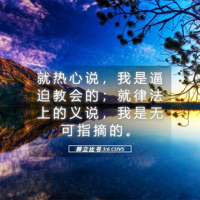 Picture 05 - 腓 立 比 书 3:6 CUVS - 就 热 心 说 ， 我 是 逼 迫 教 会 的 - Bible Verse Picture