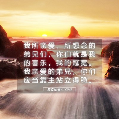 Picture 05 - 腓 立 比 书 4:1 CUVS - 我 所 亲 爱 、 所 想 念 的 弟 兄 们 - Bible Verse Picture