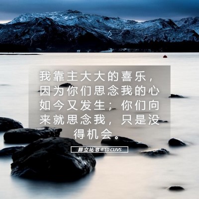 Picture 05 - 腓 立 比 书 4:10 CUVS - 我 靠 主 大 大 的 喜 乐 ， 因 为 你 - Bible Verse Picture