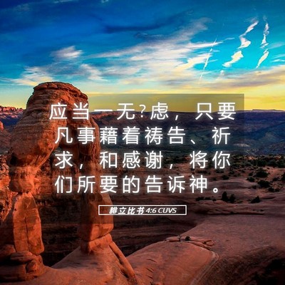 Picture 05 - 腓 立 比 书 4:6 CUVS - 应 当 一 无 ? 虑 ， 只 要 凡 事 藉 着 - Bible Verse Picture