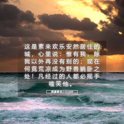 Picture 05 - 西 番 雅 书 2:15 CUVS - 这 是 素 来 欢 乐 安 然 居 住 的 城 - Bible Verse Picture