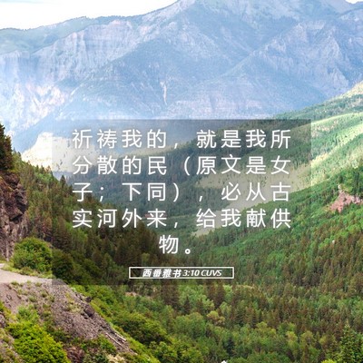 Picture 05 - 西 番 雅 书 3:10 CUVS - 祈 祷 我 的 ， 就 是 我 所 分 散 的 - Bible Verse Picture