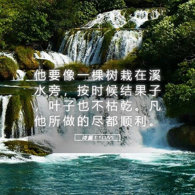 Picture 05 - 诗 篇 1:3 CUVS - 他 要 像 一 棵 树 栽 在 溪 水 旁 ， - Bible Verse Picture
