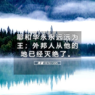 Picture 05 - 诗 篇 10:16 CUVS - 耶 和 华 永 永 远 远 为 王 ； 外 邦 - Bible Verse Picture