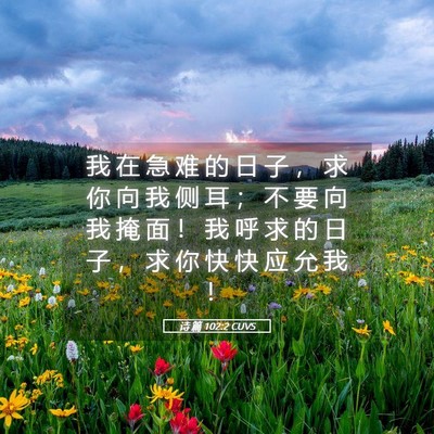 Picture 05 - 诗 篇 102:2 CUVS - 我 在 急 难 的 日 子 ， 求 你 向 我 - Bible Verse Picture