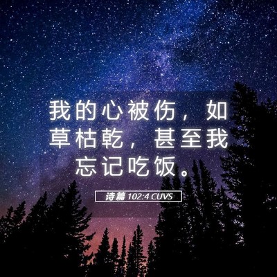 Picture 05 - 诗 篇 102:4 CUVS - 我 的 心 被 伤 ， 如 草 枯 乾 ， 甚 - Bible Verse Picture