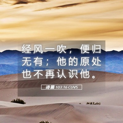 Picture 05 - 诗 篇 103:16 CUVS - 经 风 一 吹 ， 便 归 无 有 ； 他 的 - Bible Verse Picture