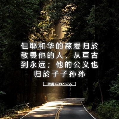 Picture 05 - 诗 篇 103:17 CUVS - 但 耶 和 华 的 慈 爱 归 於 敬 畏 他 - Bible Verse Picture