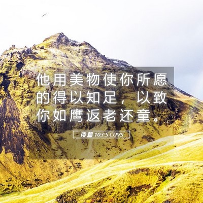 Picture 05 - 诗 篇 103:5 CUVS - 他 用 美 物 使 你 所 愿 的 得 以 知 - Bible Verse Picture