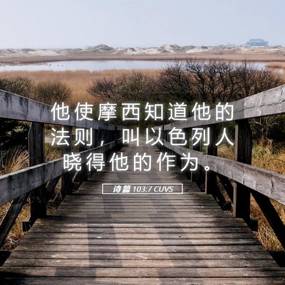 Picture 05 - 诗 篇 103:7 CUVS - 他 使 摩 西 知 道 他 的 法 则 ， 叫 - Bible Verse Picture