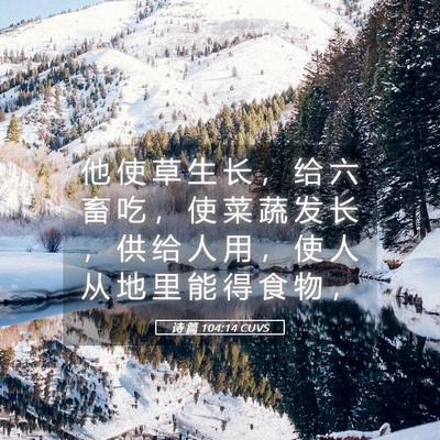 Picture 05 - 诗 篇 104:14 CUVS - 他 使 草 生 长 ， 给 六 畜 吃 ， 使 - Bible Verse Picture
