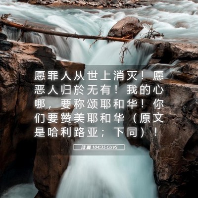 Picture 05 - 诗 篇 104:35 CUVS - 愿 罪 人 从 世 上 消 灭 ！ 愿 恶 人 - Bible Verse Picture