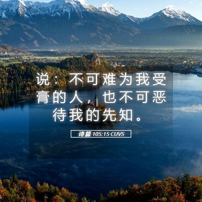 Picture 05 - 诗 篇 105:15 CUVS - 说 ： 不 可 难 为 我 受 膏 的 人 ， - Bible Verse Picture