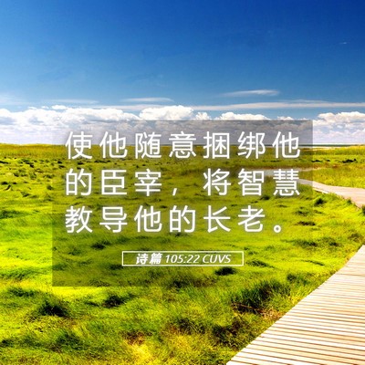 Picture 05 - 诗 篇 105:22 CUVS - 使 他 随 意 捆 绑 他 的 臣 宰 ， 将 - Bible Verse Picture