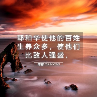 Picture 05 - 诗 篇 105:24 CUVS - 耶 和 华 使 他 的 百 姓 生 养 众 多 - Bible Verse Picture