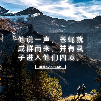 Picture 05 - 诗 篇 105:31 CUVS - 他 说 一 声 ， 苍 蝇 就 成 群 而 来 - Bible Verse Picture