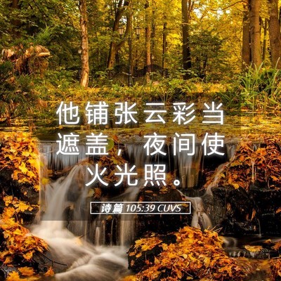 Picture 05 - 诗 篇 105:39 CUVS - 他 铺 张 云 彩 当 遮 盖 ， 夜 间 使 - Bible Verse Picture